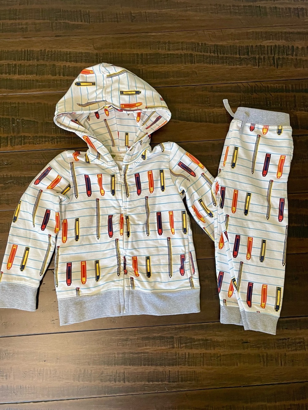 Monica + Andy School Themed Print Full Zip Hoodie and Joggers Sweatsuit Outfit